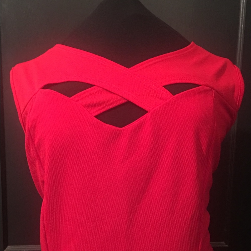 Ashley Stewart Red Peplum Top